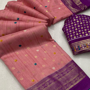 Peach Patola Printed Dola Silk Saree