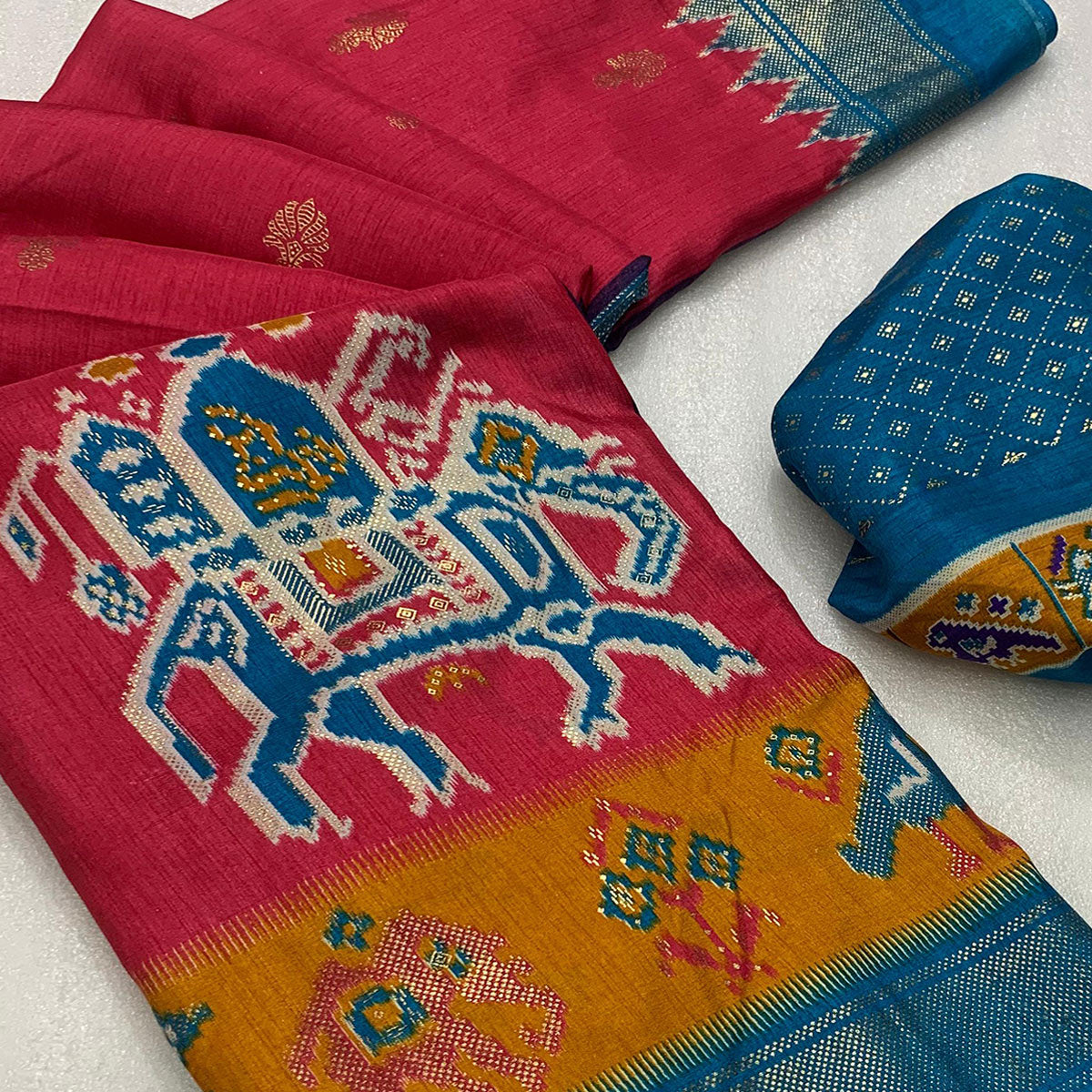 Pink Patola Printed Dola Silk Saree