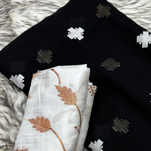 Black Embroidered Georgette Saree With Tassels