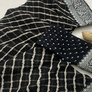 Black Leheriya Printed Georgette Saree With Woven Border
