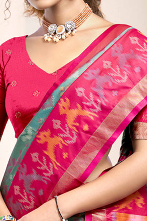 Grey Ikat Woven Silk Saree for Festive Celebrations