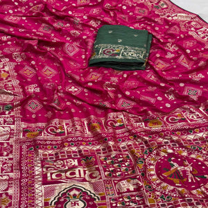 Pink Artistic Meenakari Zari Woven Muslin Soft Saree with Smooth Fall