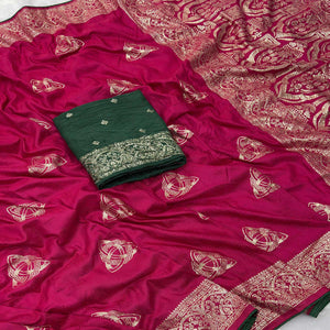 Pink Festive Wear Muslin Soft Saree Enriched with Intricate Meenakari Zari Designs