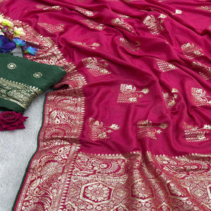 Pink Elegant Soft Muslin Saree with Fine Meenakari Zari Woven Motifs