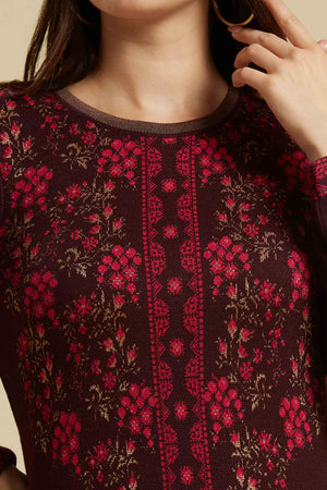 Dark Mauve Woolen Straight Kurti