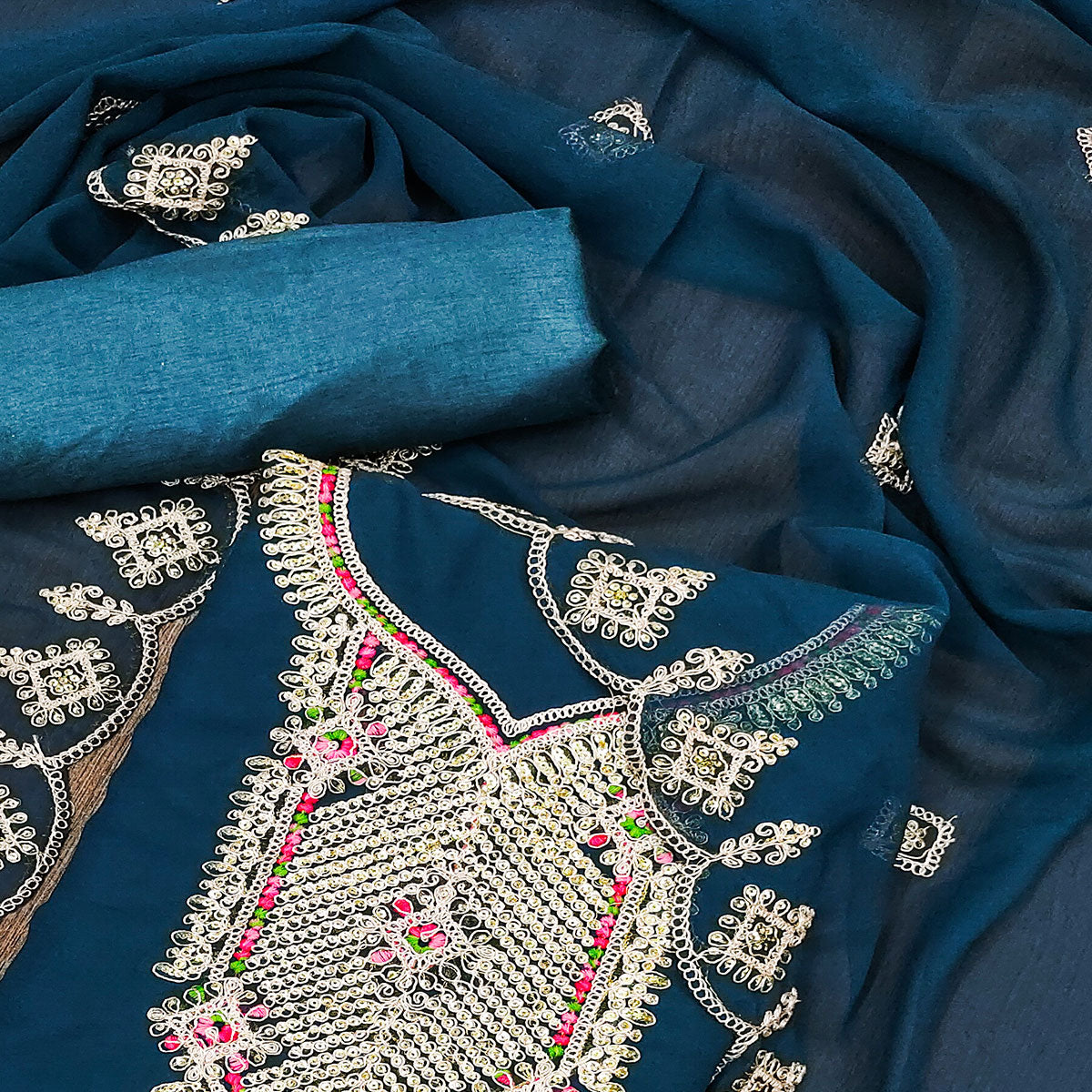 Morpich Sequins Embroidered Georgette Dress Material