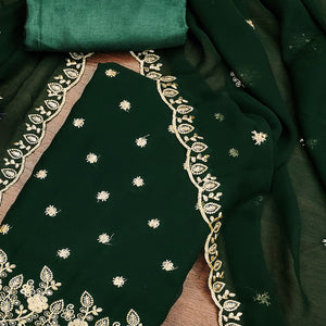 Green Floral Sequins Embroidered Georgette Dress Material