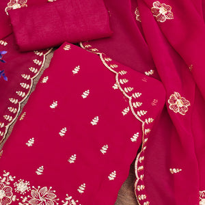 Pink Floral Sequins Embroidered Georgette Dress Material