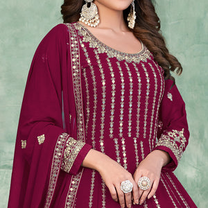 Pink Sequins Embroidered Georgette Semi Stitched Anarkali Suit