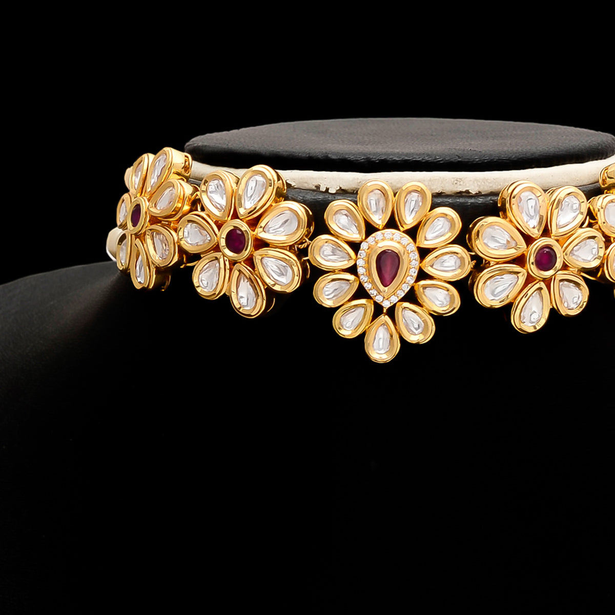 Golden Kundan Meena Choker Necklace