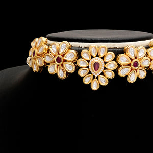 Golden Kundan Meena Choker Necklace