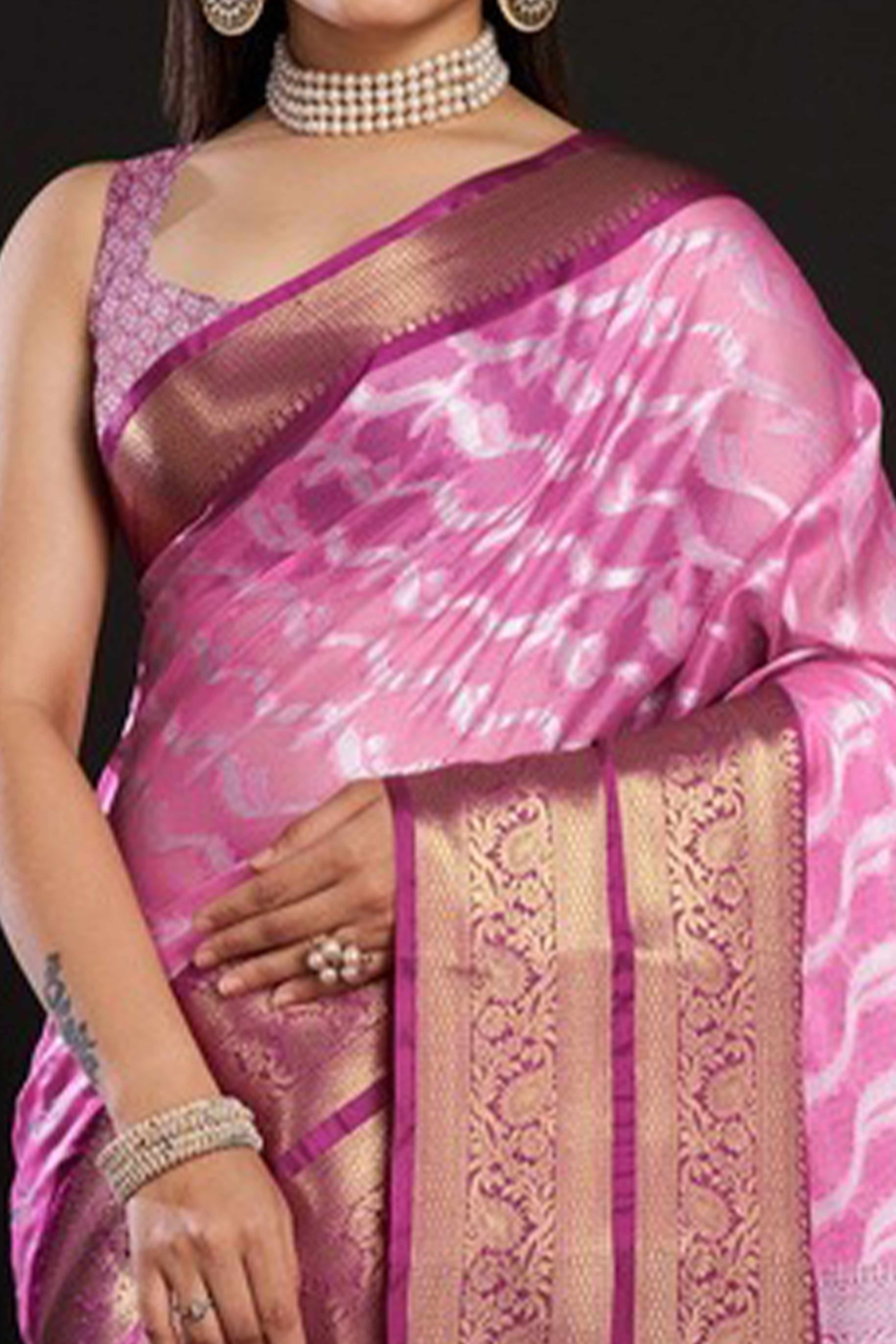 Pink Zari Weaving Kanjivaram Silk Saree