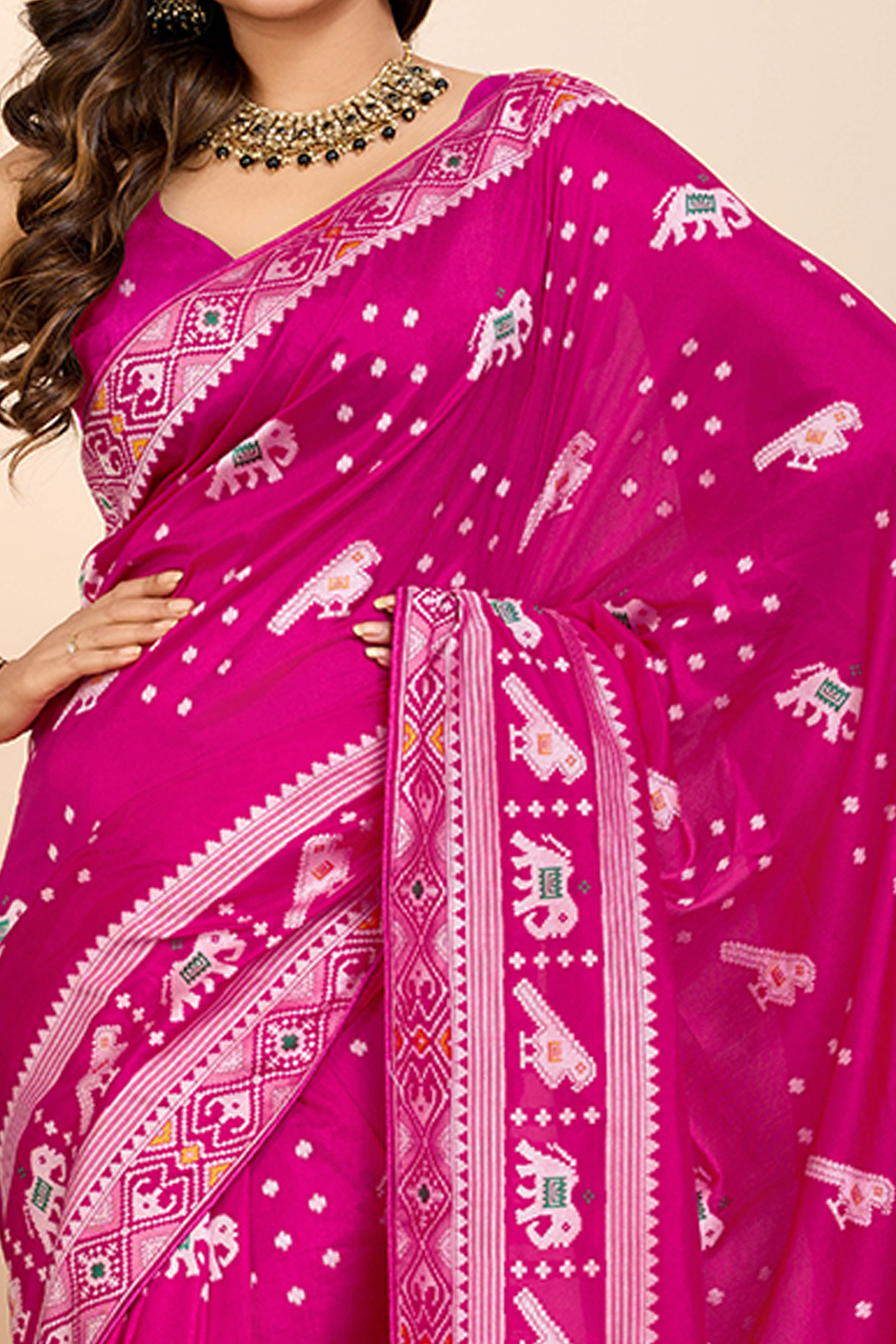 Pink Minakari Weaving Pure Silk Saree