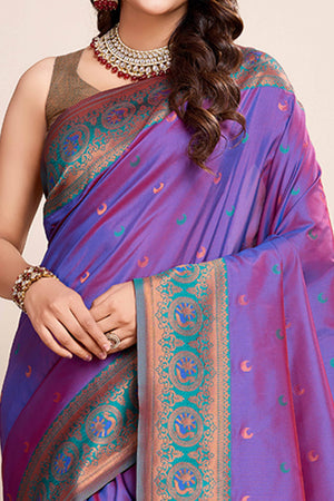 Purple Zari Weaving Banarasi Silk Saree