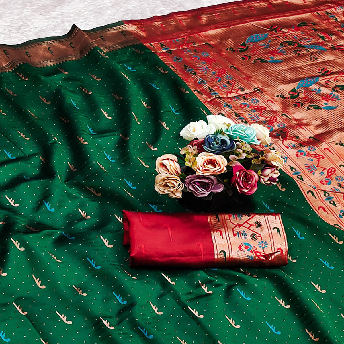 Green Woven Pure Silk Paithani Saree