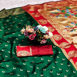 Green Woven Pure Silk Chandrakor Paithani Saree