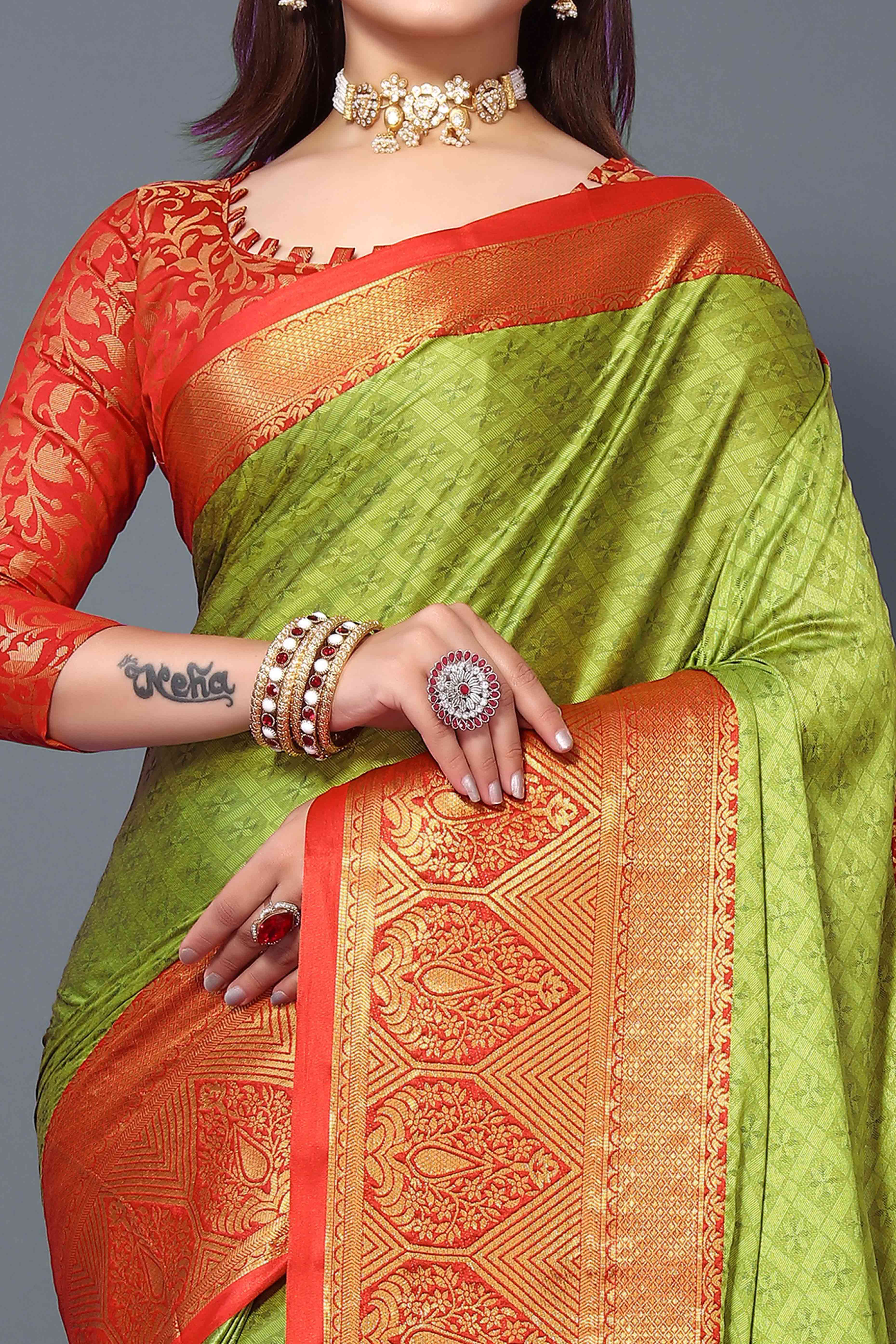 Green Zari Weaving Cotton Silk Saree