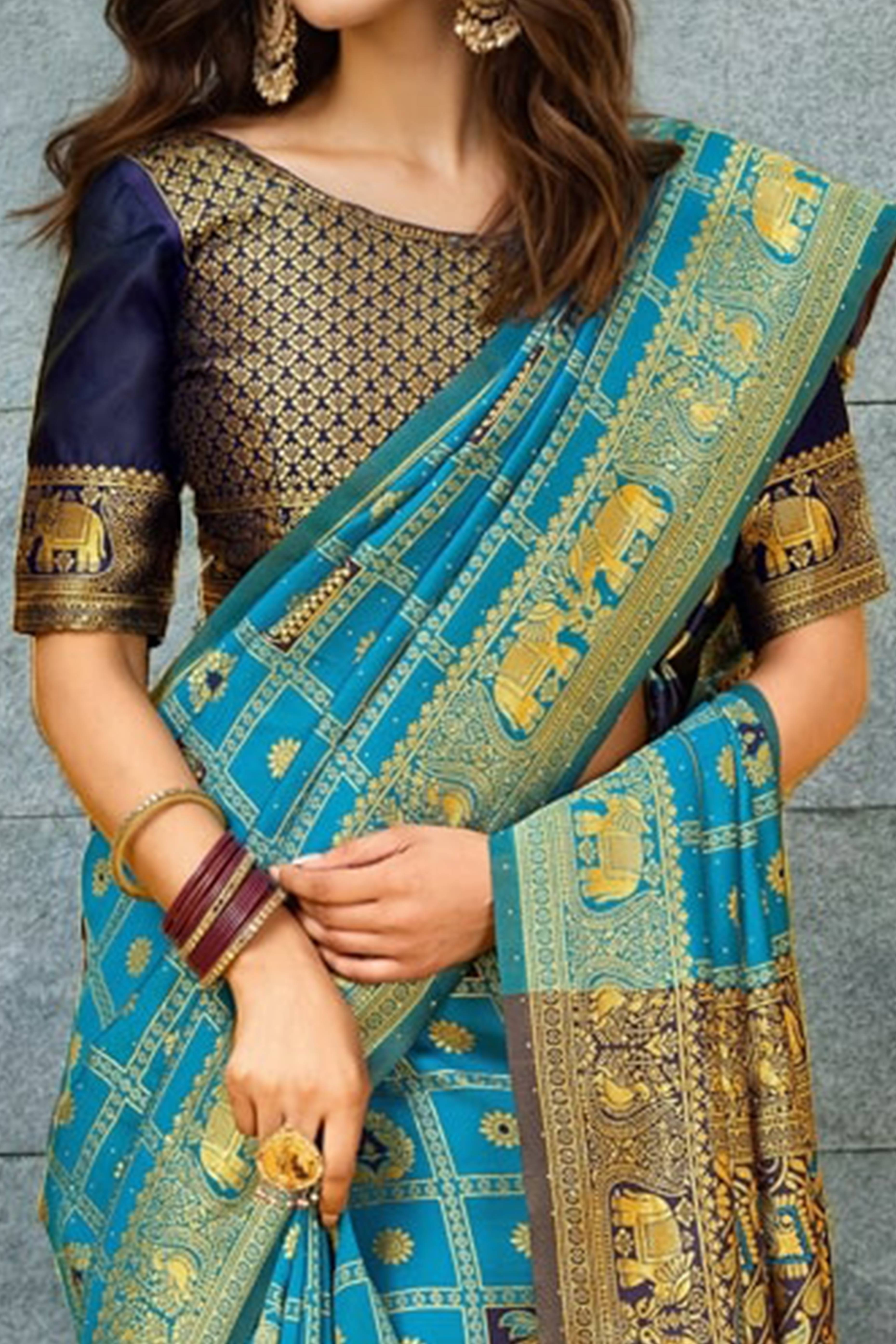 Blue Floral Weaving Paithani Saree In Soft Silk Accented With A Stylish Tassel Border Pallu