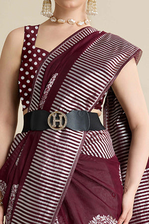 Maroon Elegance Soft Cotton Silk Saree with Beautifully Woven Floral Designs