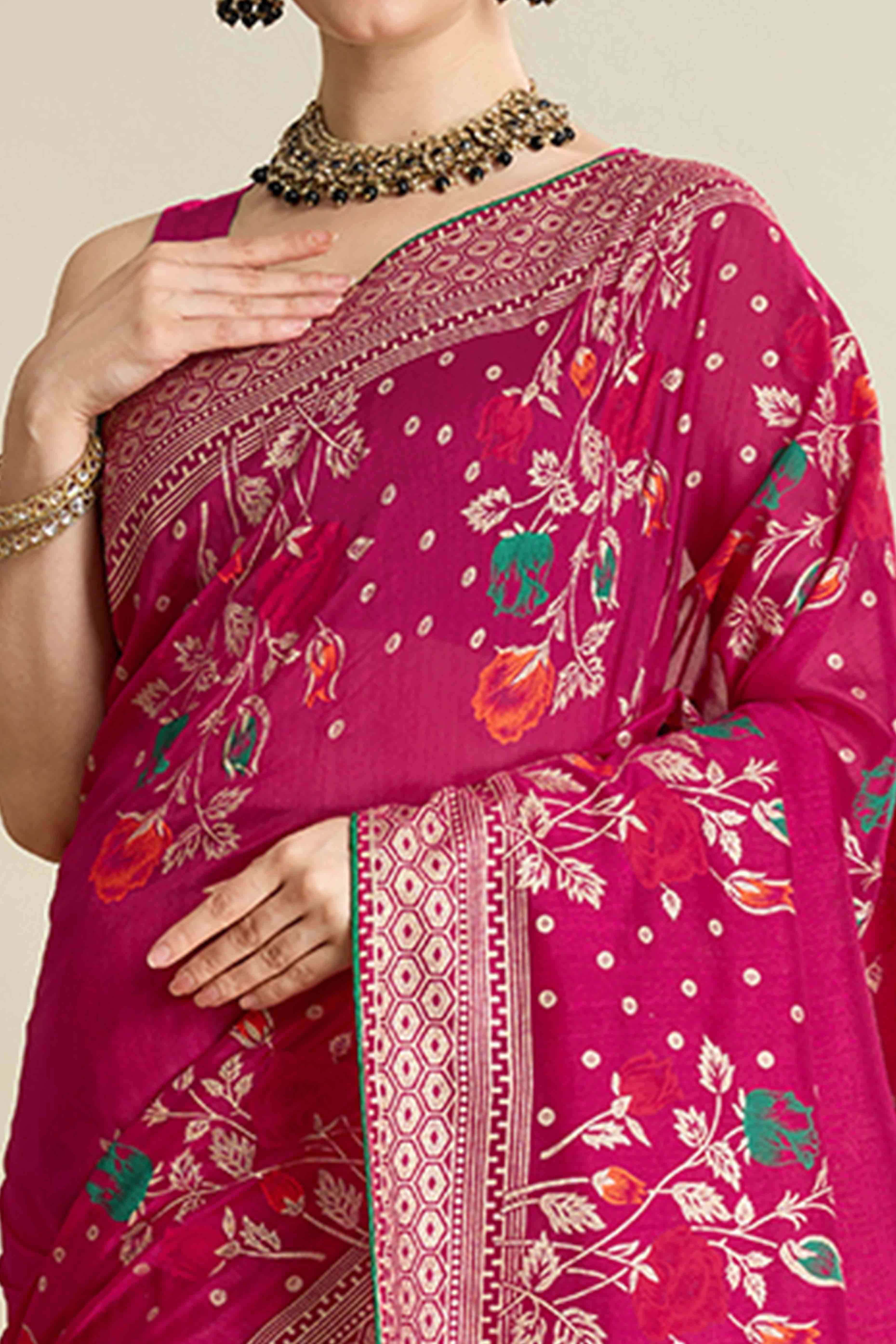 Pink Lightweight Cotton Silk Saree with Delicate Paisley Prints