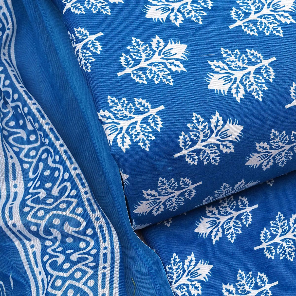 Blue Floral Printed Pure Cotton Dress Material