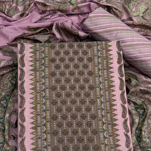 Vibrant Light Purple Pure Cotton Dress Material Featuring Artistic Floral Print