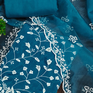 Morpich Floral Sequins Embroidered Organza Dress Material