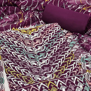 Purple Dress Material In Rich Jacquard With Intricate Heavy Embroidery