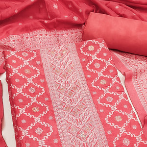Banarasi Inspired Pink Jacquard Fabric for Elegant Ensembles
