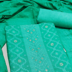 Banarasi Inspired Turquoise Jacquard Fabric for Elegant Ensembles