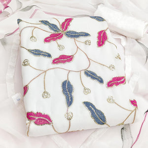 Charming White Floral Embroidery Georgette Dress Material With Sequins Work