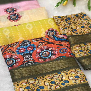 Multicolor Floral Moss Georgette Saree with Elegant Drape & Soft Texture