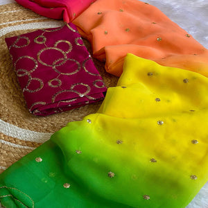 Multicolor Sequins Embroidered Georgette Saree