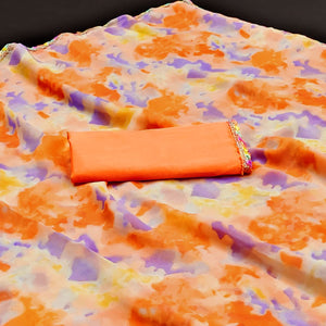 Orange Abstract Printed Georgette Saree
