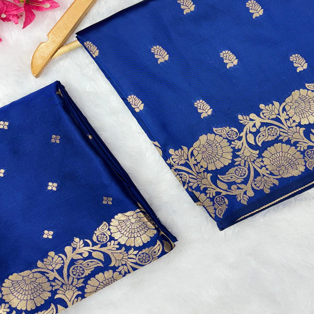 Blue Banarasi Silk Saree with Traditional Weaving