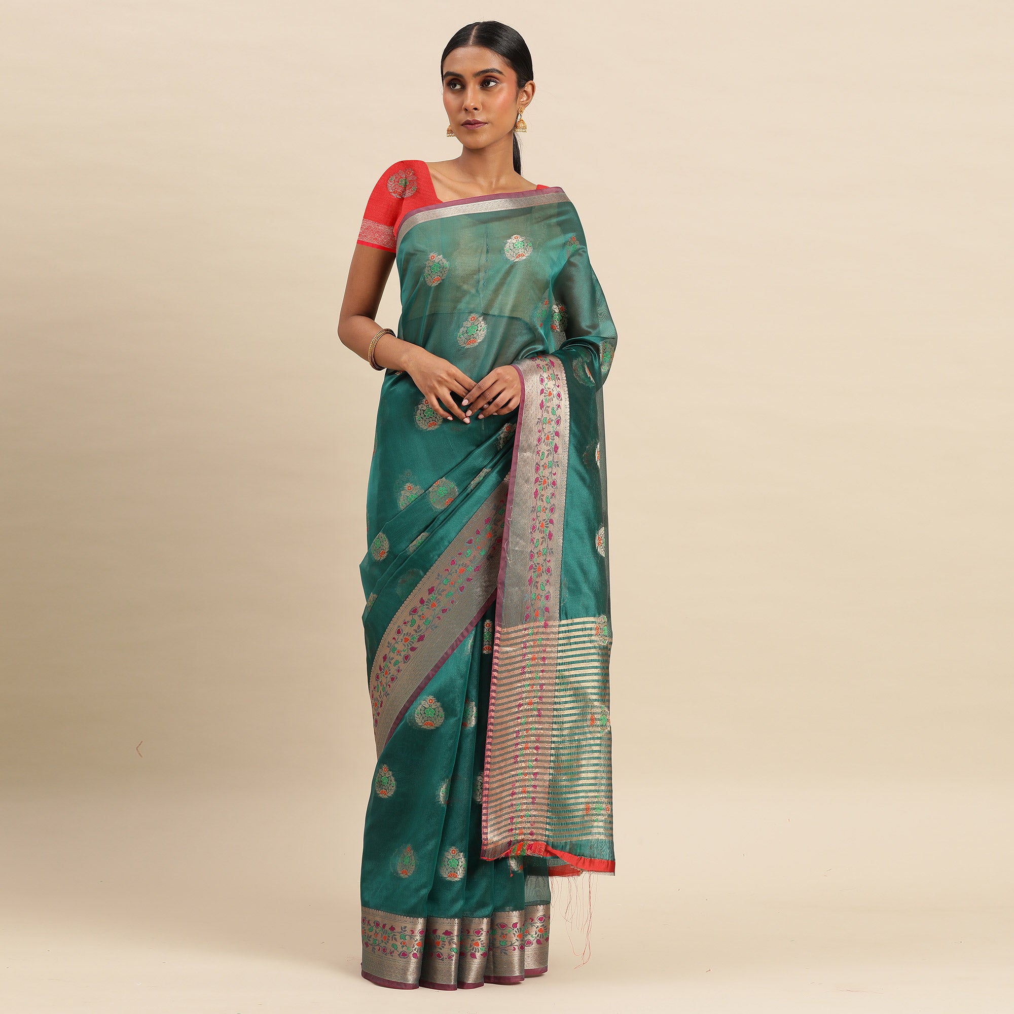 Rama Woven Organza Saree