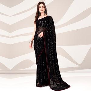 Black Sequin Embroidered Georgette Saree
