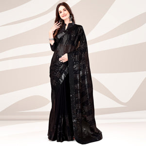 Black Sequin Embroidered Georgette Saree