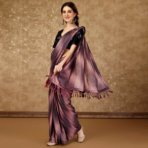 Purple Ombre Printed Lycra Ready To Wear Saree