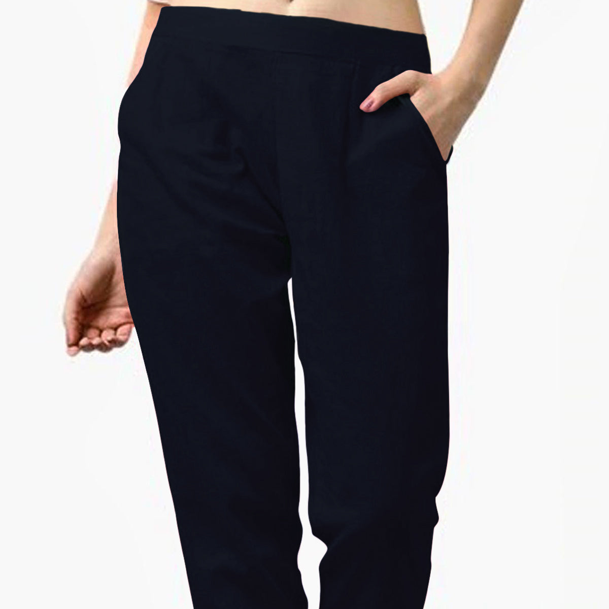 Black Pure Cotton Ankle Length Pant
