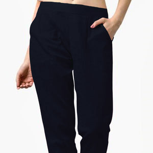 Black Pure Cotton Ankle Length Pant