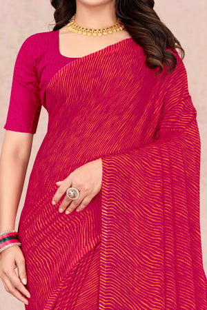 Chiffon Saree In Pink with Classic Leheriya Print
