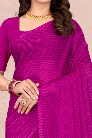 Chiffon Saree In Magenta with Classic Leheriya Print