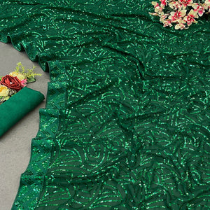 Green Georgette Saree with Dazzling Sequin Embellishment