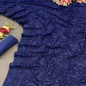 Navy Blue Georgette Saree with Dazzling Sequin Embellishment