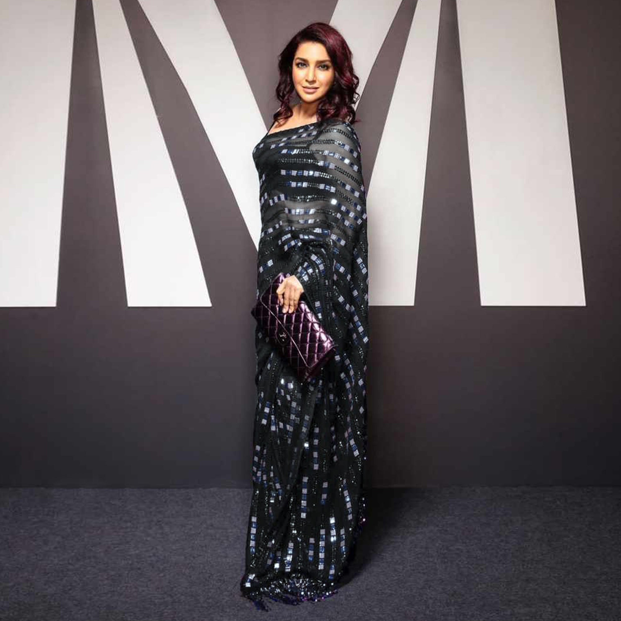 Black Sequins Embroidered Georgette Saree