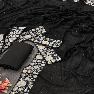 Black Georgette Saree Featuring Fine Sequin Embroidery for a Glam Look