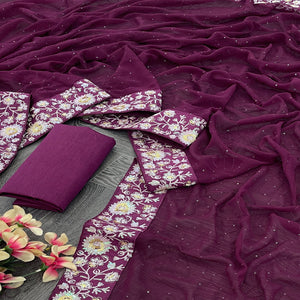 Purple Georgette Saree Featuring Fine Sequin Embroidery for a Glam Look