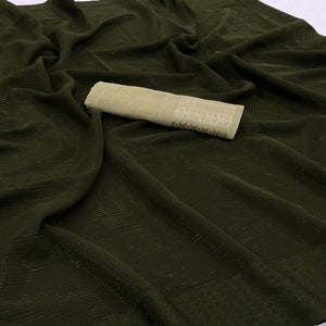 Mehendi Green Zari Woven Georgette Saree