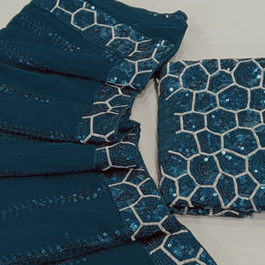 Blue Sequins Embroidered Georgette Saree